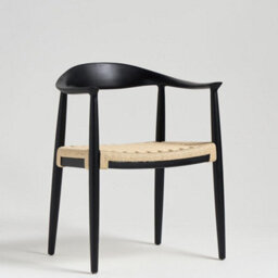 Where Saints Go Ltd Kenny Dining Chair Natural Triple Paper Coil Seat Scandi Mid-Century Curved Black Solid Wood Frame - thumbnail 1