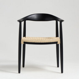 Where Saints Go Ltd Kenny Dining Chair Natural Triple Paper Coil Seat Scandi Mid-Century Curved Black Solid Wood Frame - thumbnail 2
