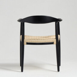 Where Saints Go Ltd Kenny Dining Chair Natural Triple Paper Coil Seat Scandi Mid-Century Curved Black Solid Wood Frame - thumbnail 5