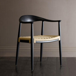 Where Saints Go Ltd Kenny Dining Chair Natural Triple Paper Coil Seat Scandi Mid-Century Curved Black Solid Wood Frame - thumbnail 3
