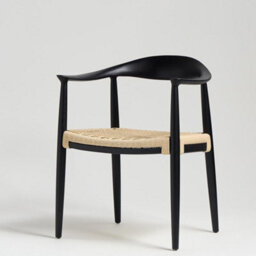 Where Saints Go Ltd Kenny Dining Chair Natural Triple Paper Coil Seat Scandi Mid-Century Curved Black Solid Wood Frame - thumbnail 6