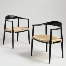 Where Saints Go Ltd Kenny Dining Chair Natural Triple Paper Coil Seat Scandi Mid-Century Curved Black Solid Wood Frame - thumbnail 4
