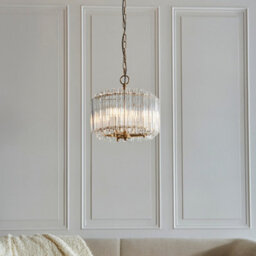 Luminosa Lighting Luminosa Valentina Pendant Ceiling Light Brushed Aged Brass Plate & Clear Glass 3X E14 - thumbnail 2