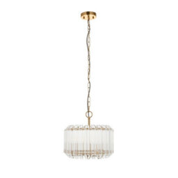 Luminosa Lighting Luminosa Valentina Pendant Ceiling Light Brushed Aged Brass Plate & Clear Glass 3X E14 - thumbnail 7