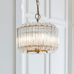 Luminosa Lighting Luminosa Valentina Pendant Ceiling Light Brushed Aged Brass Plate & Clear Glass 3X E14 - thumbnail 4