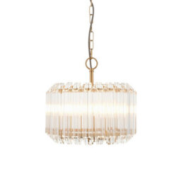Luminosa Lighting Luminosa Valentina Pendant Ceiling Light Brushed Aged Brass Plate & Clear Glass 3X E14 - thumbnail 1