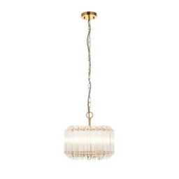 Luminosa Lighting Luminosa Valentina Pendant Ceiling Light Brushed Aged Brass Plate & Clear Glass 3X E14 - thumbnail 6