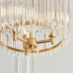 Luminosa Lighting Luminosa Valentina Pendant Ceiling Light Brushed Aged Brass Plate & Clear Glass 3X E14 - thumbnail 5