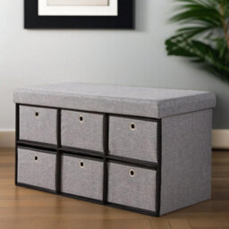 Pirlo Plush Ottoman Storage Box Grey With 6 Drawers - thumbnail 6