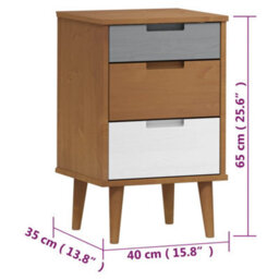 Berkfield Bedside Cabinet Molde Brown 40X35X65 Cm Solid Wood Pine - thumbnail 8