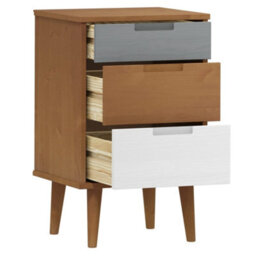 Berkfield Bedside Cabinet Molde Brown 40X35X65 Cm Solid Wood Pine - thumbnail 5