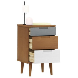 Berkfield Bedside Cabinet Molde Brown 40X35X65 Cm Solid Wood Pine - thumbnail 3