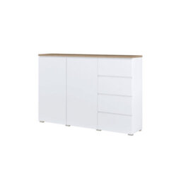 Arte Modo Sideboard Cabinet 150 Cm - Tall White And Oak Storage With Four Drawers And Shelves - thumbnail 2