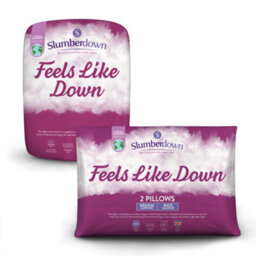 Slumberdown Feels Like Down Double Duvet 10.5 Tog All Year Round Quilt Summer Winter 2 Medium Support Pillows Washable - thumbnail 1