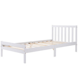 Wooden Bed Frame, Single Bed 3Ft Solid Wooden Bed Frame, Bedroom Furniture For Adults, Kids, Teenagers, 90 X 190 Cm (White) - thumbnail 4