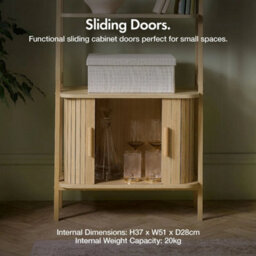 Bookcase For Living Room, Bookshelf With Sliding Doors & Storage - thumbnail 4