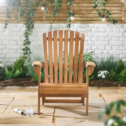 Vonhaus Natural Adirondack Chair, Outdoor Acacia Wood Garden Chair & Teak Oil Finish, Weather Resistant, Hudson - thumbnail 3