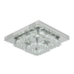Darphe Modern Chrome Crystal 2-Tier Square Led Ceiling Light, Cool White Chandelier 40X40Cm - thumbnail 1