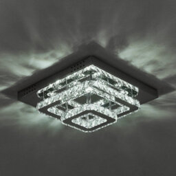 Darphe Modern Chrome Crystal 2-Tier Square Led Ceiling Light, Cool White Chandelier 40X40Cm - thumbnail 5