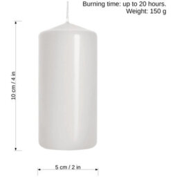 SolaDirect Pillar Candles, Pack Of 8, Unscented, Long Burning Time, 10 X 5 Cm / 4 X 2 In (White, Matt) - thumbnail 3