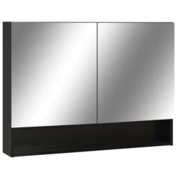 Walplus Led Bathroom Mirror Cabinet Black 80X15X60 Cm Mdf - thumbnail 2