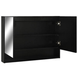 Walplus Led Bathroom Mirror Cabinet Black 80X15X60 Cm Mdf - thumbnail 4