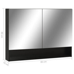 Walplus Led Bathroom Mirror Cabinet Black 80X15X60 Cm Mdf - thumbnail 9