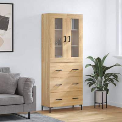 Berkfield Highboard Sonoma Oak 69.5X34X180 Cm Engineered Wood - image 1
