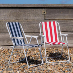 Harbour Housewares Folding Metal Beach Chairs - Blue/red Stripe - Pack Of 2 - thumbnail 6