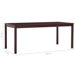 Berkfield Elegant Dining Table Dark Brown 180X90X73 Cm Pinewood - thumbnail 5