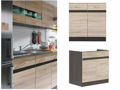 Impact Furniture Under Sink Kitchen Cabinet Small 800mm Unit Freestanding Base Cupboard Sonoma Oak Wenge Junona - image 1