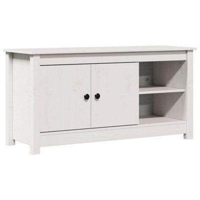 Berkfield Stylish Tv Cabinet White 103X36.5X52 Cm Solid Wood Pine - image 1