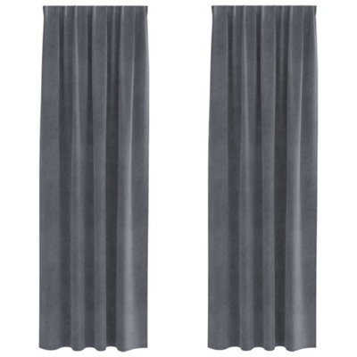 Berkfield Stylish Blackout Curtains With Top Tape 2 Pcs Super Light Grey Velvet - image 1