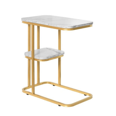 Sobuy Fbt110-G, Side Table With 2 Shelves, Coffee Table Sofa Table Bedside Table, Gold,multicolour,w50Xd30Xh58 - image 1