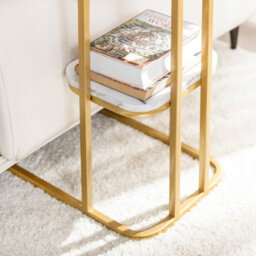 Sobuy Fbt110-G, Side Table With 2 Shelves, Coffee Table Sofa Table Bedside Table, Gold,multicolour,w50Xd30Xh58 - thumbnail 8