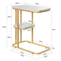 Sobuy Fbt110-G, Side Table With 2 Shelves, Coffee Table Sofa Table Bedside Table, Gold,multicolour,w50Xd30Xh58 - thumbnail 3