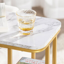 Sobuy Fbt110-G, Side Table With 2 Shelves, Coffee Table Sofa Table Bedside Table, Gold,multicolour,w50Xd30Xh58 - thumbnail 4
