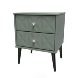 Toledo 2 Drawer Bedside Cabinet In Reed Green (Ready Assembled) - thumbnail 3