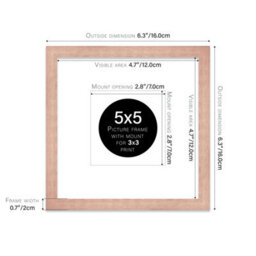 "5X5"" Bronze Picture Frame - 5X5"" Square Frame With 3X3"" Mount For 5X5""/3X3"" Pictures Art Deco Style Room Decor, 1 Pack" - thumbnail 2