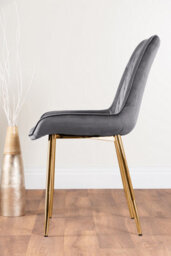 Furniturebox Andria White Marble Effect & Gold Leg Dining Table & 6 Grey Pesaro Gold Leg Velvet Dining Chairs - thumbnail 5
