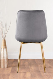 Furniturebox Andria White Marble Effect & Gold Leg Dining Table & 6 Grey Pesaro Gold Leg Velvet Dining Chairs - thumbnail 3