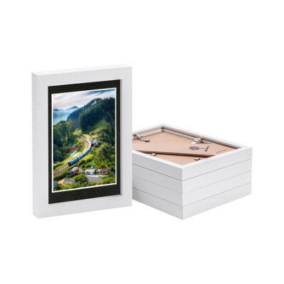 "Nicola Spring Photo Frames With 4"" X 6"" Mount - 5"" X 7"" - White/black - Pack Of 5" - image 1