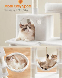 Songmics Cat Tree, Multi-Level Cat Tower, With Scratching Posts & Ramp, Plush Cat Condo For Indoor Cats, Cream White - thumbnail 4