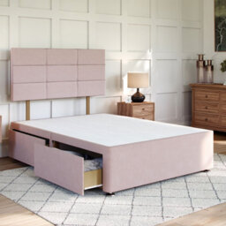 Divan Base Direct Plush Pink Platform Top Divan Bed Base 4Ft Small Double With 2 End Drawers + Ravenna Floor Standing Headboard - thumbnail 2
