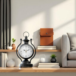 Alarm Clock Black Metal Lantern Table Clock Desk & Mantel Clock With Silent Analog Movement For Home & Office Décor - thumbnail 7