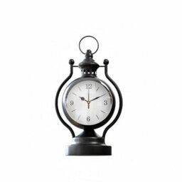 Alarm Clock Black Metal Lantern Table Clock Desk & Mantel Clock With Silent Analog Movement For Home & Office Décor - thumbnail 1