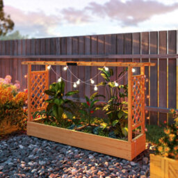 Outsunny Raised Bed For Garden With Trellis, 200 X 44 X 113.5 Cm, Natural - thumbnail 9