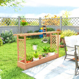 Outsunny Raised Bed For Garden With Trellis, 200 X 44 X 113.5 Cm, Natural - thumbnail 8