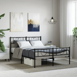 Berkfield Metal Bed Frame With Headboard And Footboard Black 150X200 Cm - thumbnail 1