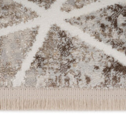 Loomed Beige Abstract Marble Bedroom Living Area Rug With Fringing 120X170Cm - thumbnail 5